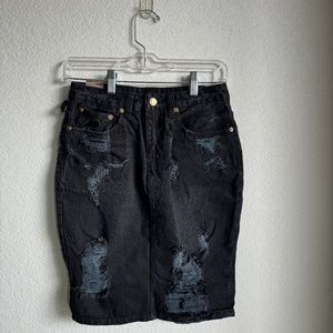 Ksubi Distressed Hi & Wasted Pencil Skirt in Posh Blasted SZ 26